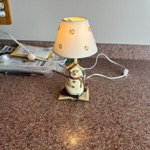 Festive Snowman Table Lamp with Cream Shade